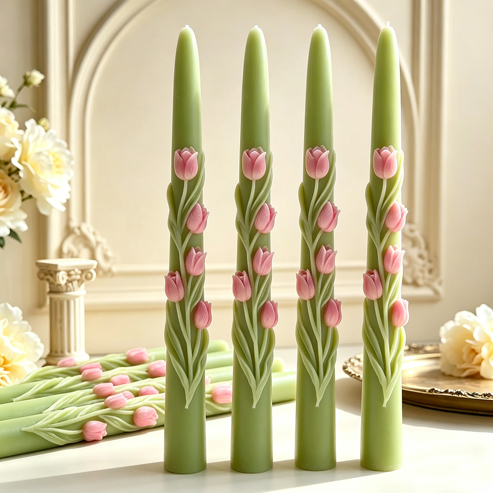 ロングポールフラワーテーパーキャンドルシリコンモールド3Dエ - Candle Making Wax Melter のレビューと価格