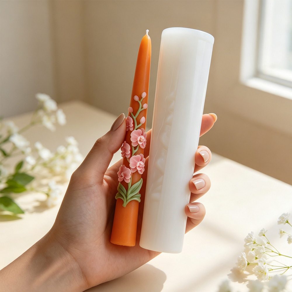 ロングポールフラワーテーパーキャンドルシリコンモールド3Dエ - Candle Making Wax Melter のレビューと価格
