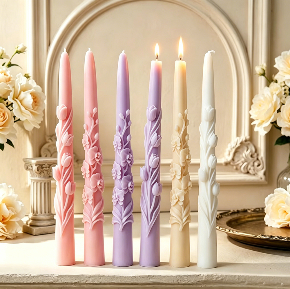 ロングポールフラワーテーパーキャンドルシリコンモールド3Dエ - Candle Making Wax Melter のレビューと価格