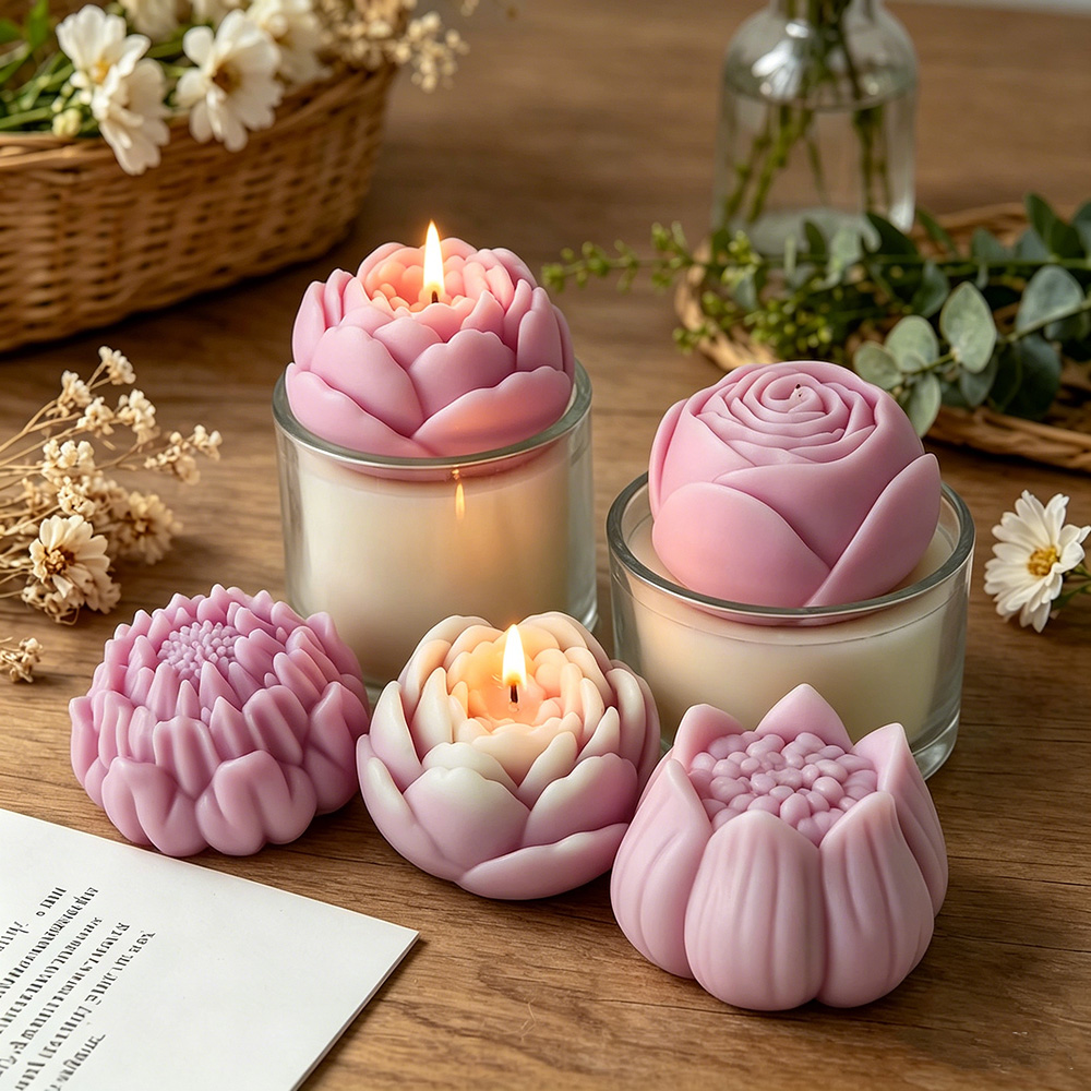 3Dフラワーシリコンモールド牡丹バラ蓮キャンドル作成用品アロ - Candle Making Wax Melter のレビューと価格