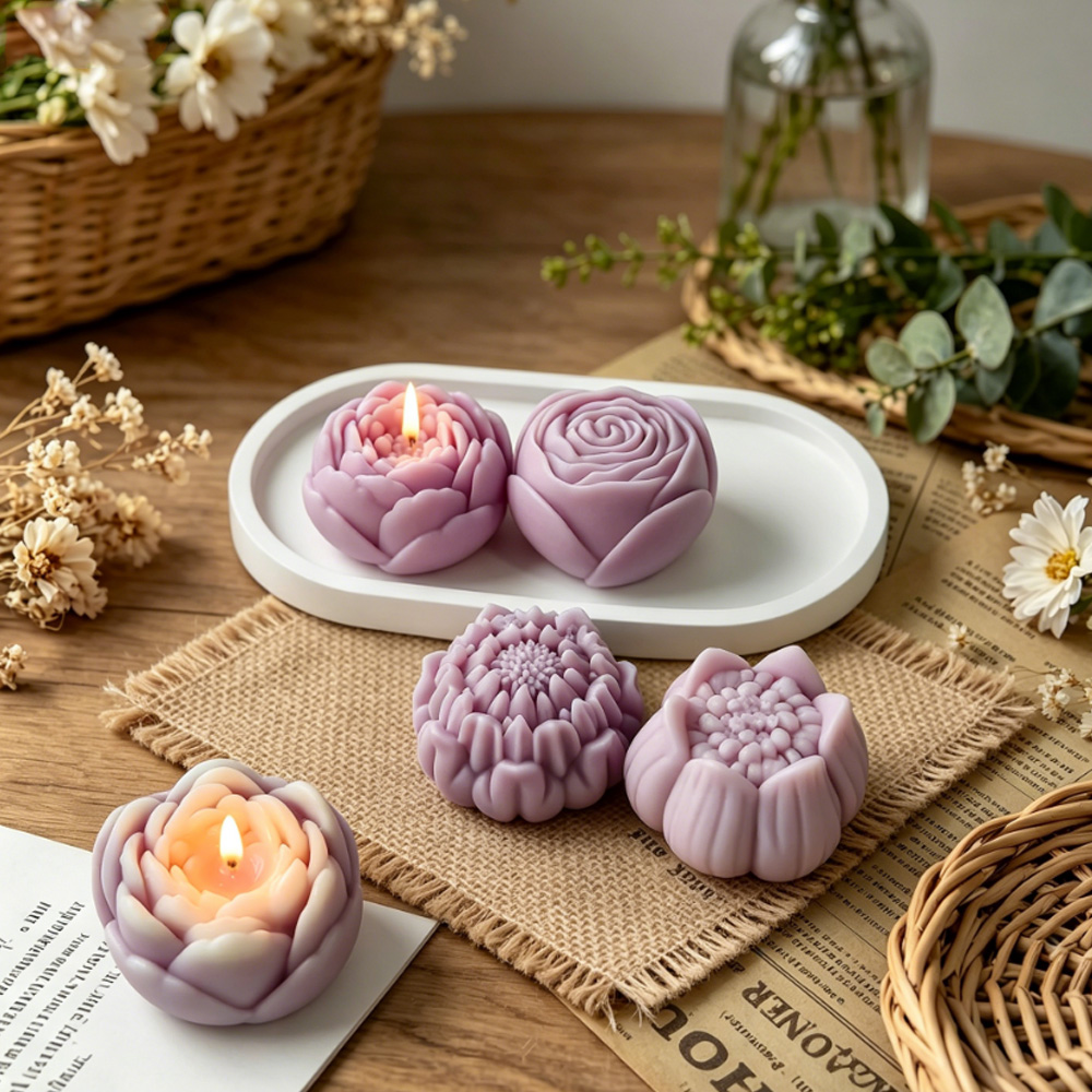 3Dフラワーシリコンモールド牡丹バラ蓮キャンドル作成用品アロ - Candle Making Wax Melter のレビューと価格